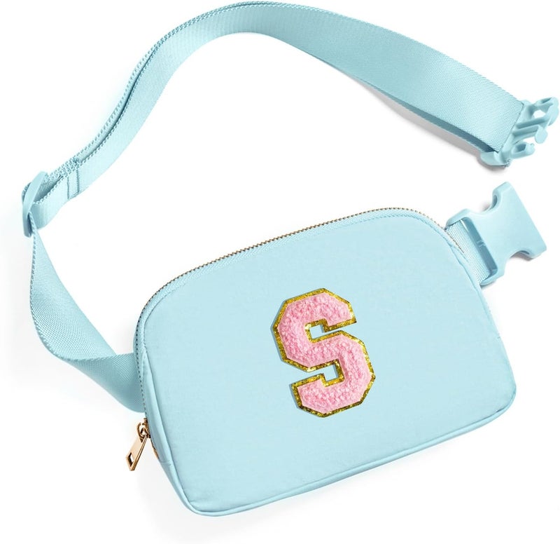 Gitus Gifts for 7 8 9 10 11 Year Old Girls Belt Bag Fanny Pack Crossbody Bags with Initial Letter Patch Birthday Gifts for Daughter Sister Friends Teen girls (Icing Blue-S) - Image 1